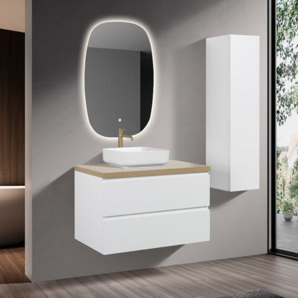 Meuble blanc mat avec plan Alicia 90 cm