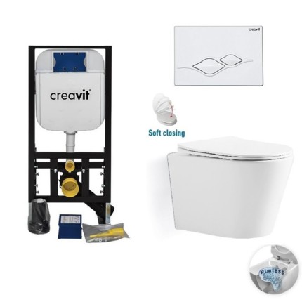Pack WC complet suspendu blanc CREAVIT Darko Rimless