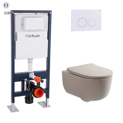 Pack WC suspendu O-Flush beige Argillae