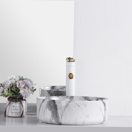 Countertop washbasin with marble effect Cala 36 cm