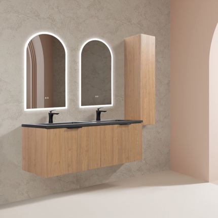 Meuble double vasque Stripes chêne 140 cm 