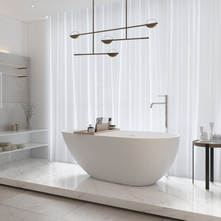 Baignoire îlot solid surface Ellipse 150 cm 