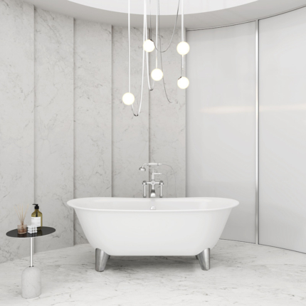 Baignoire sur pieds chrome Bijou 165 cm 