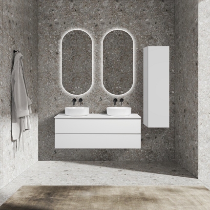 Meuble Alicia blanc mat 120 cm plan