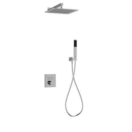 Kit douche thermostatique Push mural carré