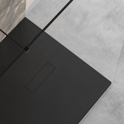 Receveur de douche Pietra noir mat de 120 à 160 cm
