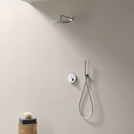 Kit douche thermostatique Push double-fonction plafond