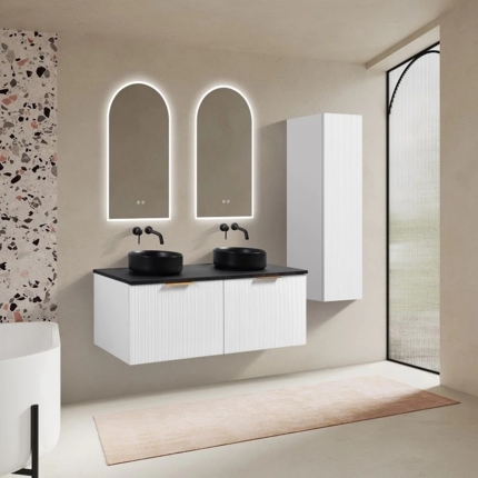 Meuble Stripes blanc 140 cm plan
