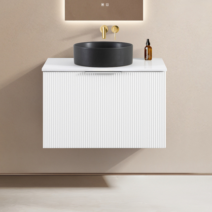 Meuble Stripes 60 cm blanc mat vasque encastrable
