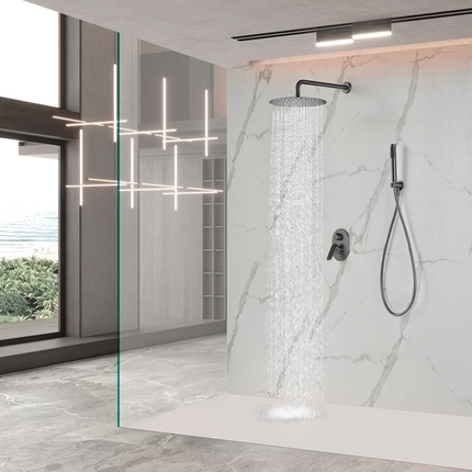 Kit de douche encastrable Flat mural rond