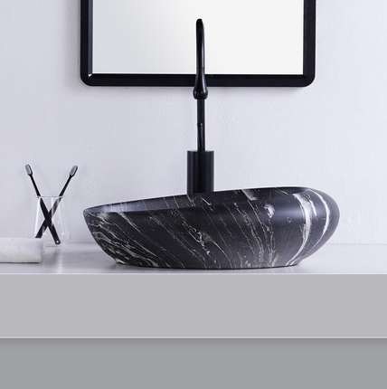 Vasque à poser effet marbre noir Marbella 49 cm 