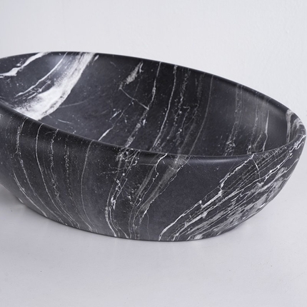 Vasque à poser effet marbre noir Marbella 49 cm 