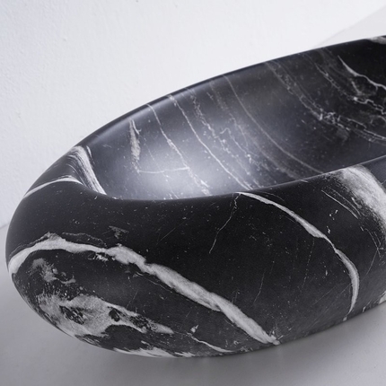 Vasque à poser effet marbre noir Marbella 49 cm 