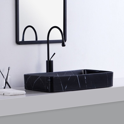 Vasque à poser effet marbre noir Marmo 60 cm