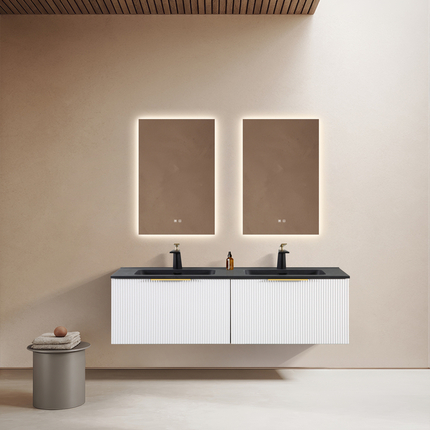 Meuble double vasque Stripes blanc 140 cm