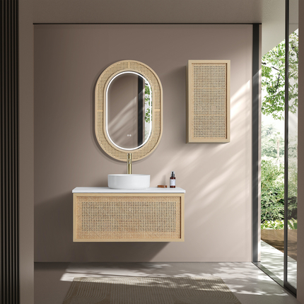 Meuble cannelage Raphia 90 cm plan