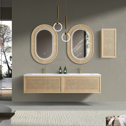 Meuble cannelage Raphia 180 cm vasque