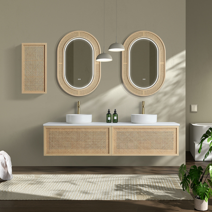 Meuble cannelage Raphia 180 cm plan