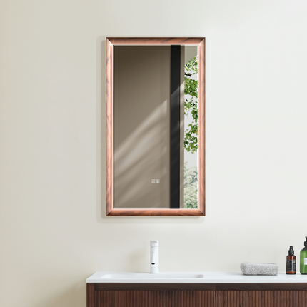 Backlit walnut wood mirror Tosca