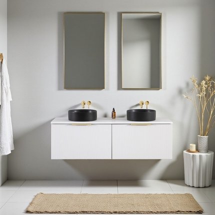 Meuble Stripes blanc 140 cm plan