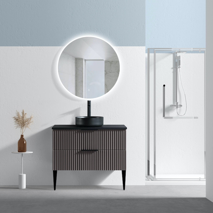 Meuble cannelé Ark pour vasque à poser