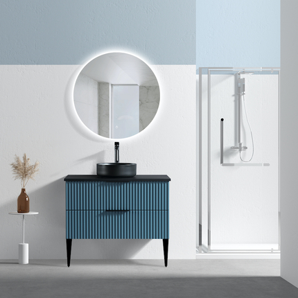 Meuble cannelé Ark pour vasque à poser