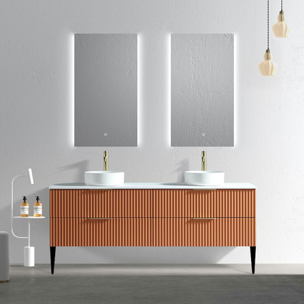 Meuble cannelé Ark pour vasque à poser