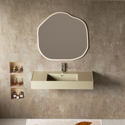 Vasque suspendue 100 cm Suspens beige argile