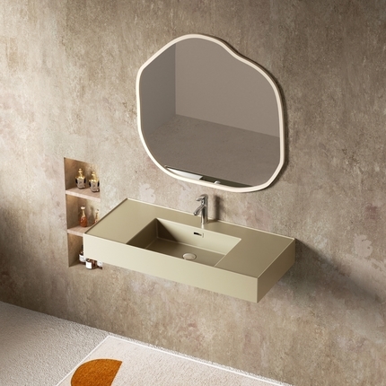 Vasque suspendue 100 cm Suspens beige argile