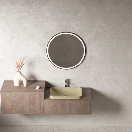 Vasque semi encastrée rectangle Yuno beige argile 50 cm 