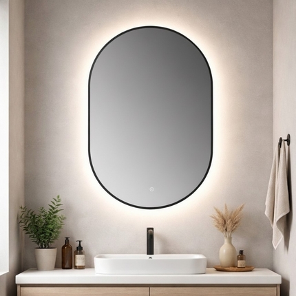 Miroir LED Falbala 60 cm or brossé et noir mat 