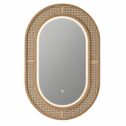 Miroir éclairé Rotin