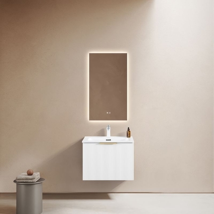 Meuble Stripes 60 cm blanc mat vasque encastrable