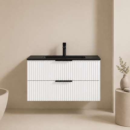Fluted vanity unit Ark 90 cm washbasin