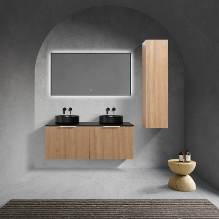 Stripes 140cm oak vanity unit with countertop
