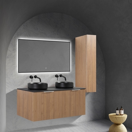 Stripes 140cm oak vanity unit with countertop