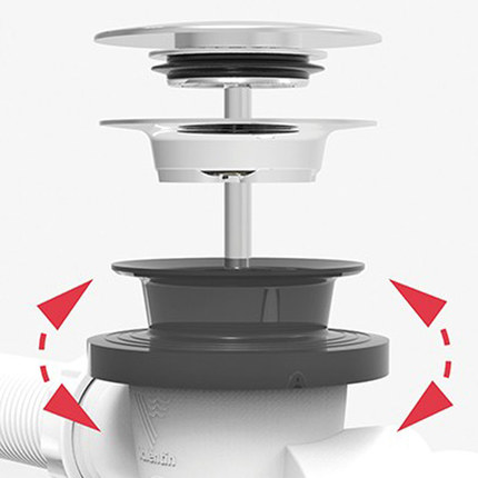 Vidage baignoire extra plat évacuation centrale en inox 65 cm