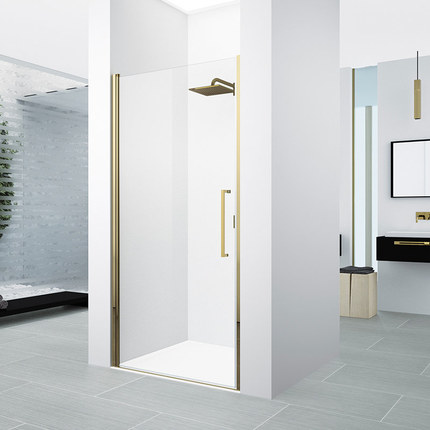 Porte de douche doré brillant sur mesure