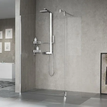 Paroi de douche fixe EASY verre 8mm transparent avec profilés chromés -  200x80cm 