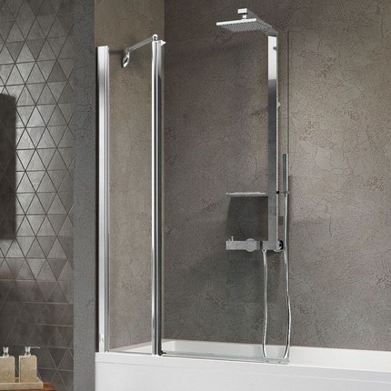 Pare-baignoire sur mesure, un volet fixe et un volet pivotant, Aurora 3