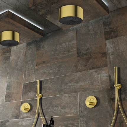 Kit douche Push avec plafond pluie cylindrique rond