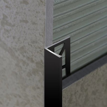 Profilé de carrelage en aluminium noir mat 10 et 12,5 mm