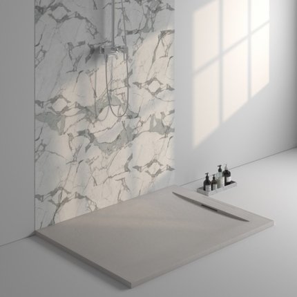 Receveur de douche Epure beige Argillae de 120 à 160 cm