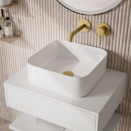 Vasque blanc brillant Cube 37,5 cm