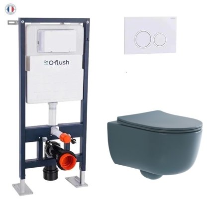 Pack WC suspendu O-Flush Voga vert