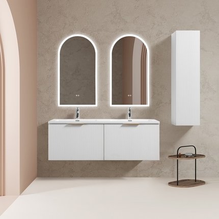 Meuble double vasque Stripes blanc 140 cm