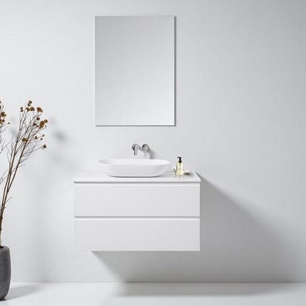 Meuble Alicia 90 cm blanc mat pour vasque à poser