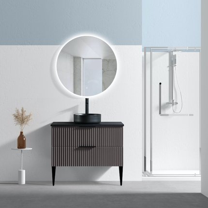 Meuble cannelé Ark pour vasque à poser