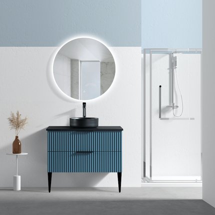 Meuble cannelé Ark pour vasque à poser