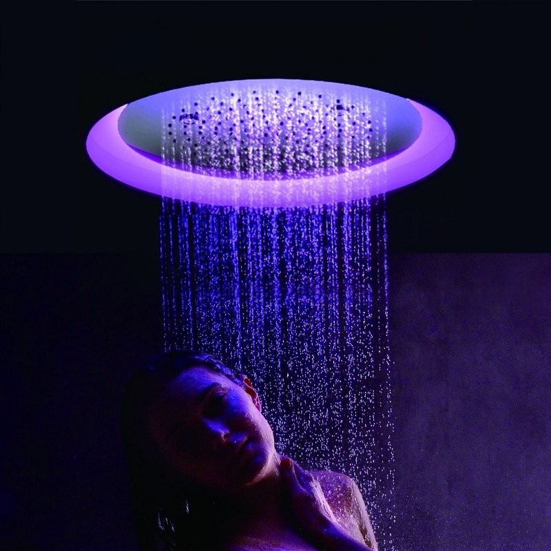 Plafond de douche lumineux LED à encasté rond 60 cm 2